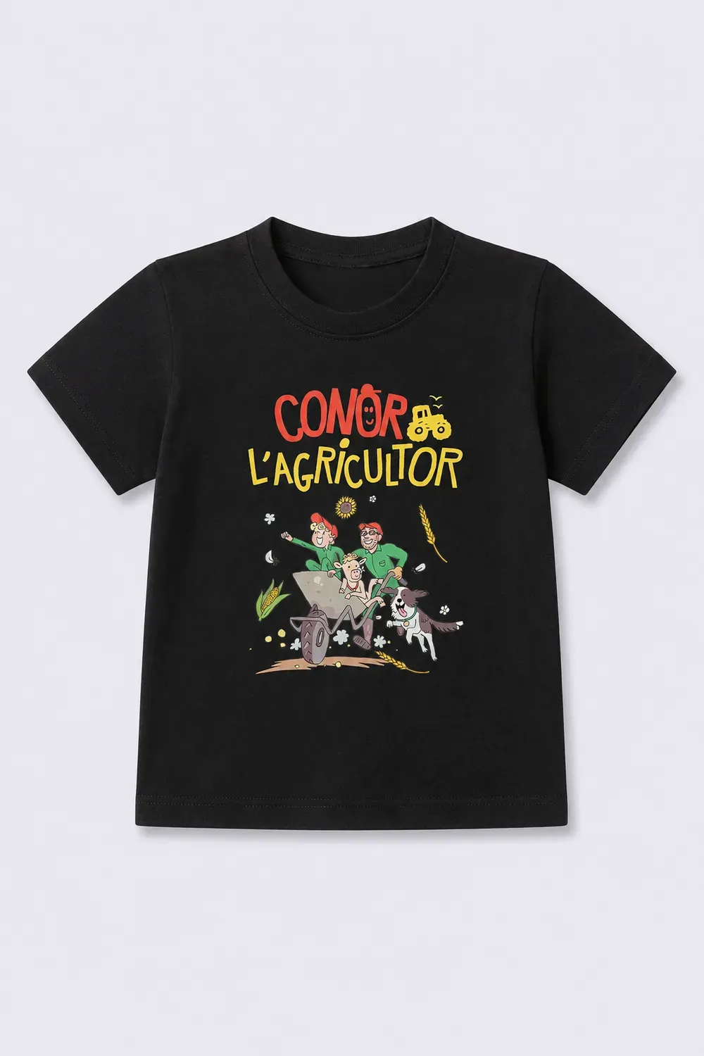 T-shirt Noir floqué motif B.D Conor l'Agricultor
