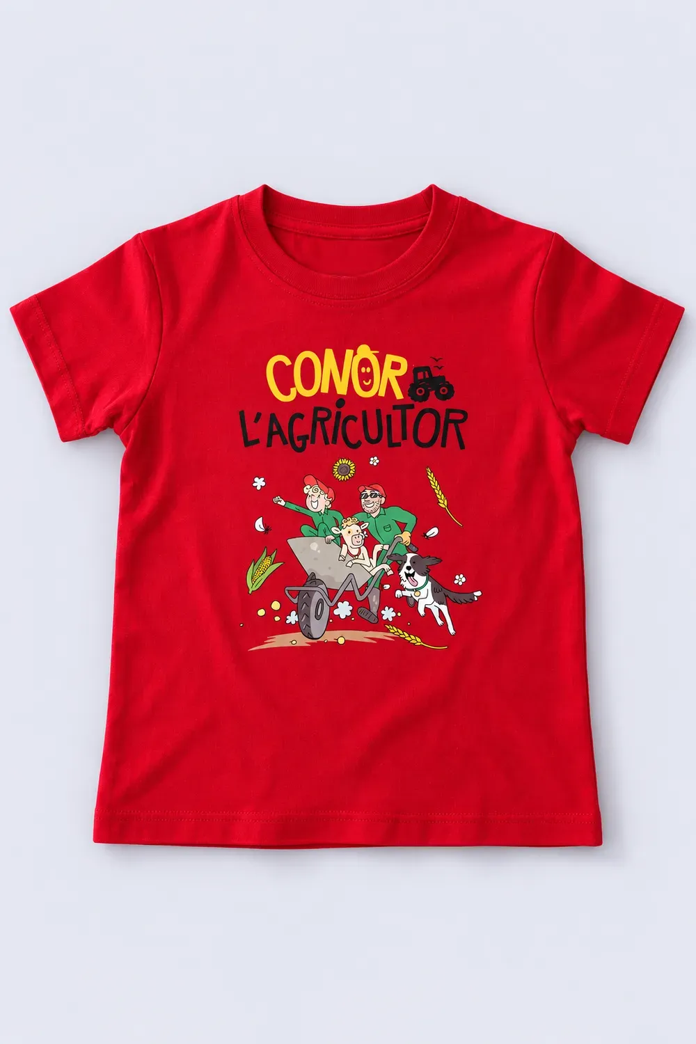 T-shirt Rouge floqué motif B.D Conor l'Agricultor